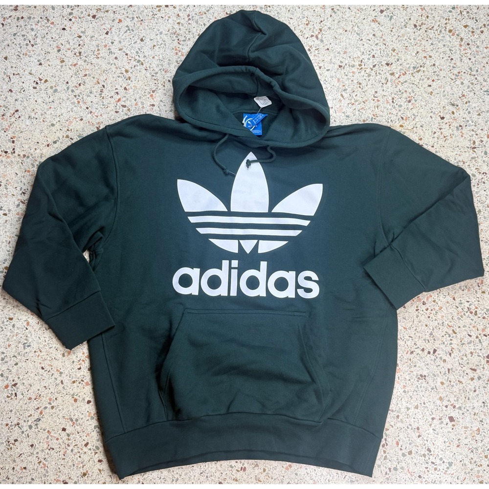 Adidas Men's Green & White Long Sleeve Oversized Hoodie Size Large